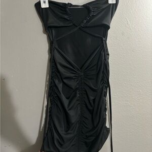 SHEIN SEXY BODYCON OPEN FRONT SHORT BLACK DRESS, XS, WORN ONCE